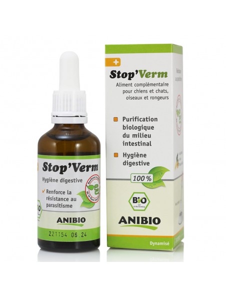 Stop' Verm Bio - Vermifuge naturel pour chiens et chats 50 ml - AniBio