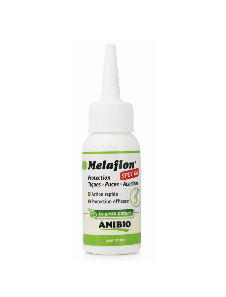 Image principale de la modale pour Melaflon Spot On Antiparasitaire pour chiens - Contre les tiques, puces et acariens 50 ml - AniBio