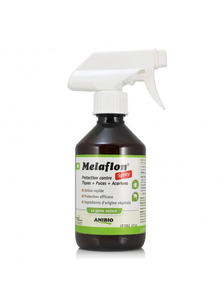 Melaflon Spray Antiparasitaire pour animaux - Contre les tiques, puces et acariens 300 ml - AniBio