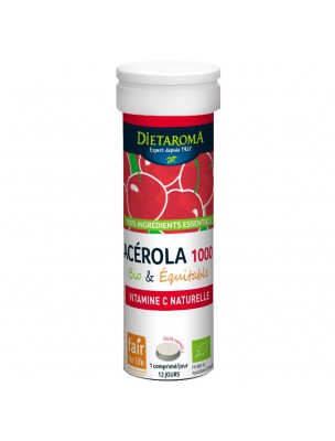 Image de Acérola 1000 Bio - Réduction de la fatigue 12 comprimés - Dietaroma depuis Plantes en gélules - Achat en ligne | PhytoZwell