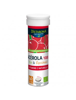 Image de Acérola 1000 Bio - Réduction de la fatigue 12 comprimés - Dietaroma depuis Votre panier de plantes naturelles et bio à l'herboristerie Louis