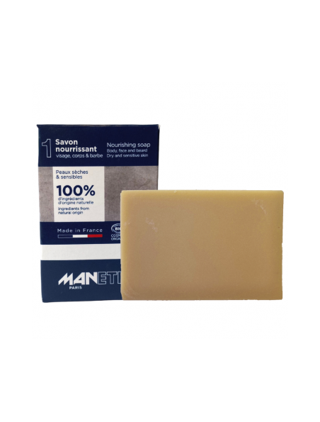 Achetez Savon Nourrissant Bio - Visage, Corps et Barbe 100g - Manetik à l'herboristerie Louis Image principale de Savon Nourrissant Bio - Visage, Corps et Barbe 100g - Manetik