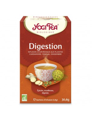 Image de Digestion - 17 sachets - Yogi Tea via Acheter Infuseur en verre "Simbad" avec son passe-thé métal intégré en