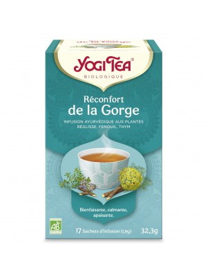 Image de Réconfort de la gorge - Voies respiratoires 17 sachets - Yogi Tea depuis Infuseur Simbad en verre avec passe-thé en col de cygne