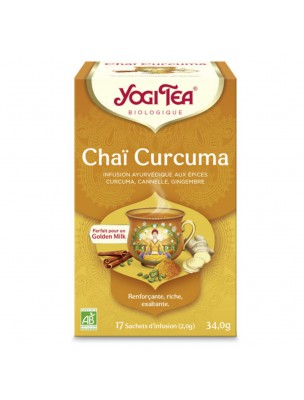 Image de Chaï Curcuma - Bienfaisante, puissante et complexe 17 sachets - Yogi Tea depuis Commandez les produits Yogi Tea à l'herboristerie Louis