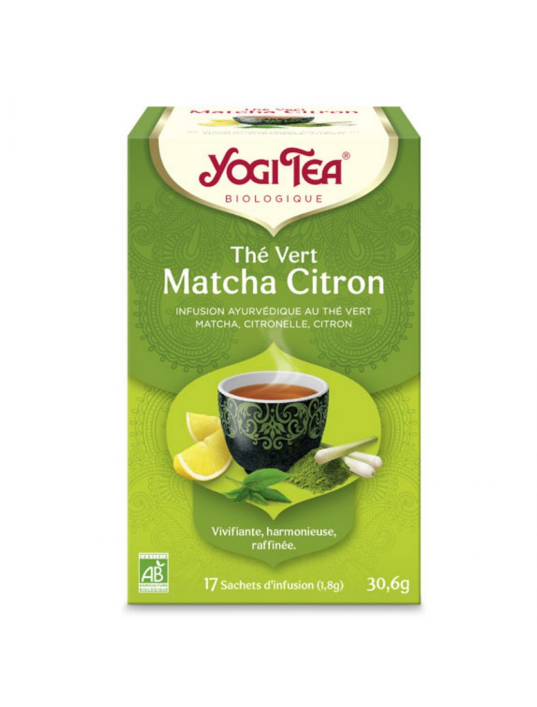 Image principale de la modale pour Thé vert Matcha Citron - Rafraîchissante, suave et revigorante 17 sachets - Yogi Tea