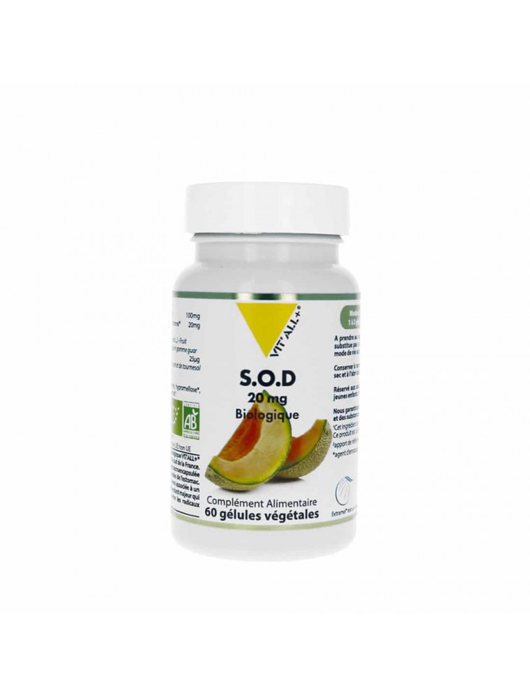 Image principale de la modale pour S.O.D. Végétale 20mg Bio - Antioxydant 60 gélules végétales - Vit'all+