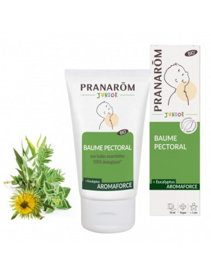Image de Baume Pectoral Junior Bio - Aromaforce 50 ml - Pranarôm depuis Achetez les produits Pranarôm à l'herboristerie Louis