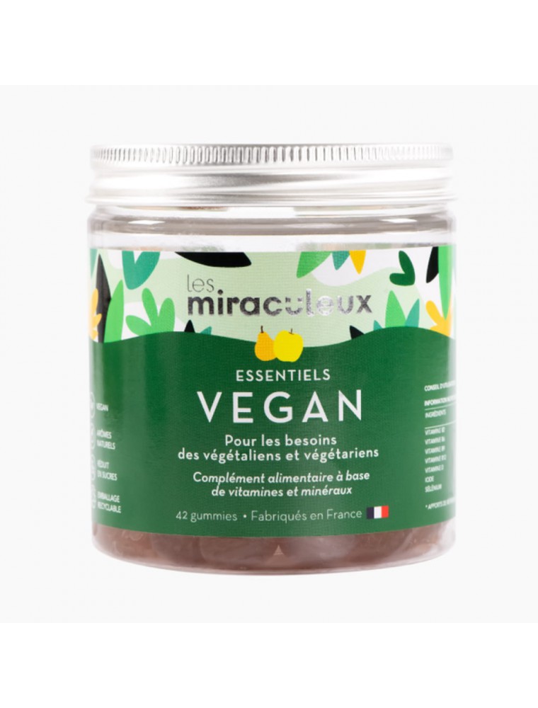 Gummies Essentiels Vegan - Vitamines pour Végétaliens et Végétariens 42 Gummies - Les Miraculeux