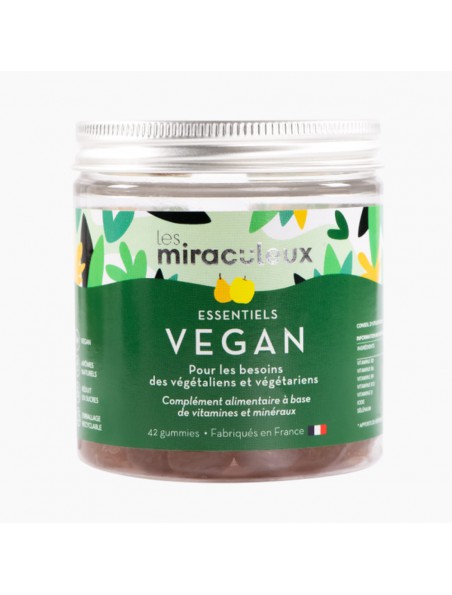 Gummies Essentiels Vegan - Vitamines pour Végétaliens et Végétariens 42 Gummies - Les Miraculeux