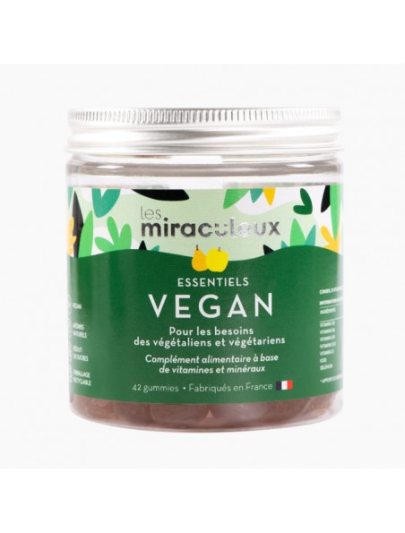 Gummies Essentiels Vegan - Vitamines pour Végétaliens et Végétariens 42 Gummies - Les Miraculeux Gummies Essentiels Vegan - Vitamines pour Végétaliens et Végétariens 42 Gummies - Les Miraculeux