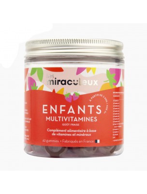 Image de Gummies Multivitamines Enfants - Multivitamines Fraise 42 Gummies - Les Miraculeux depuis Vitamines naturelles et bio à acheter en ligne