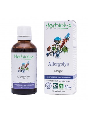 Image de Allergolys Bio - Allergies Extrait de plantes fraîches 50 ml - Herbiolys via Viorne Macérât de bourgeon Bio - Respiration et Peau - Herbiolys