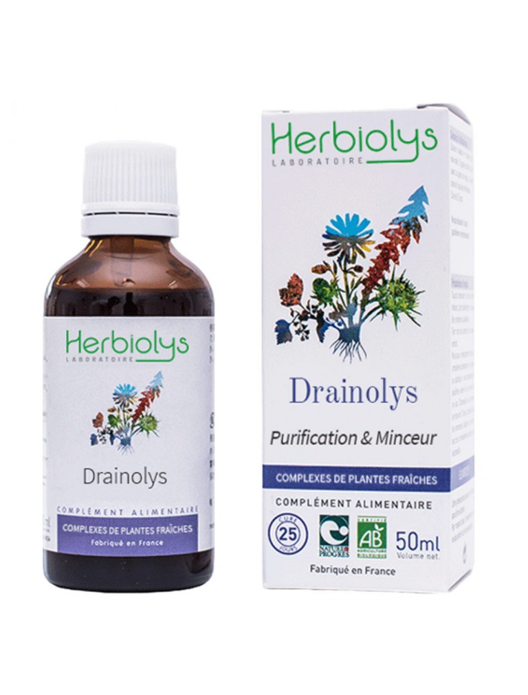 Image principale de la modale pour Drainolys Bio - Purification et Minceur Extrait de plantes fraîches 50 ml - Herbiolys