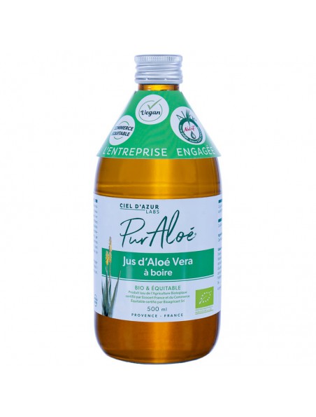 Achetez Aloé vera Bio - Jus à boire 500 ml - PurAloé à l'herboristerie Louis Image principale de Aloé vera Bio - Jus à boire 500 ml - PurAloé