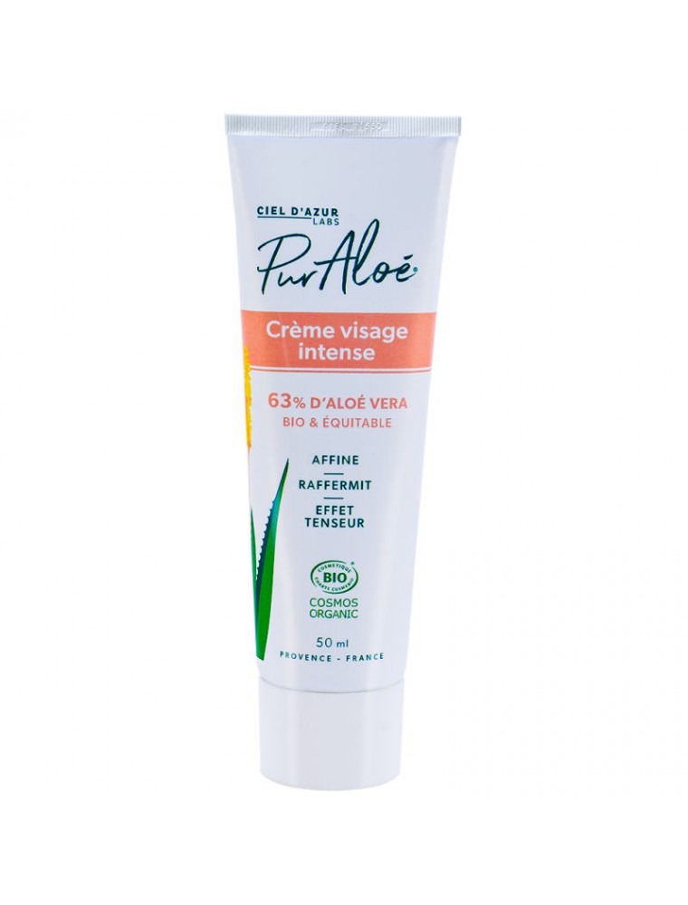 Intense Facial Cream with Organic Aloe Vera - Refines and firms 50 ml - Puraloé