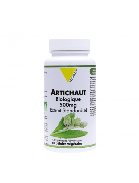 Image principale de Artichaut 500mg Bio - Digestion et Confort intestinal 60 gélules végétales - Vit'all+