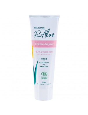 Image de Crème Visage de jour à l'Aloe vera Bio - Raffermissante et Protectrice 50 ml - Puraloe depuis Aloé Vera Bio - PurAloé 500 ml