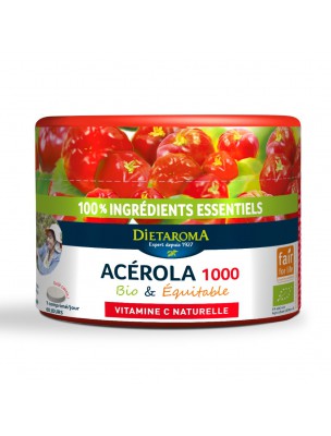 Image de Acérola 1000 Bio - Réduction de la fatigue 60 comprimés - Dietaroma via Acheter Acérola Bio - Vitamine C naturelle 90 comprimés -