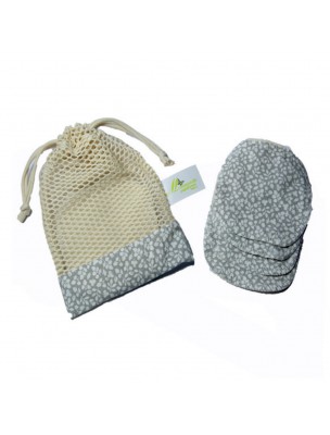 Image de Organic Grey Make-up Remover Kit - Fleece and Poplin 4 washable wipes and Washing net - Mademoiselle Papillonne depuis Buy the products Mademoiselle Papillonne at the herbalist's shop Louis