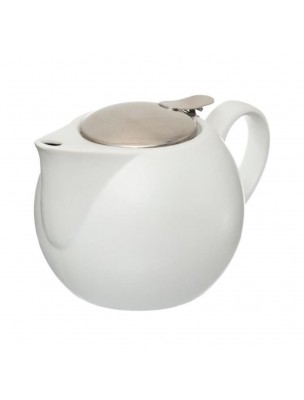 Image de White Ball Teapot in Earthenware 750 ml with its filter depuis Cast iron, porcelain or glass teapots for aesthetic brewing