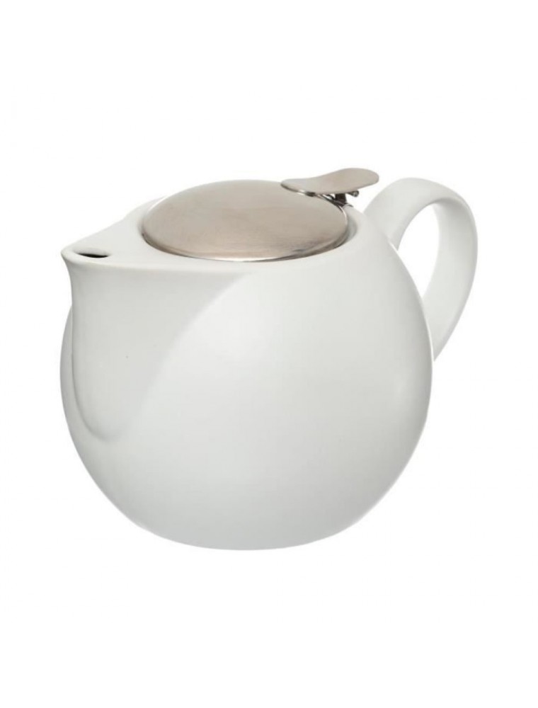 Image principale de la modale pour Théière Boule Blanche en Faïence 500 ml avec son filtre
