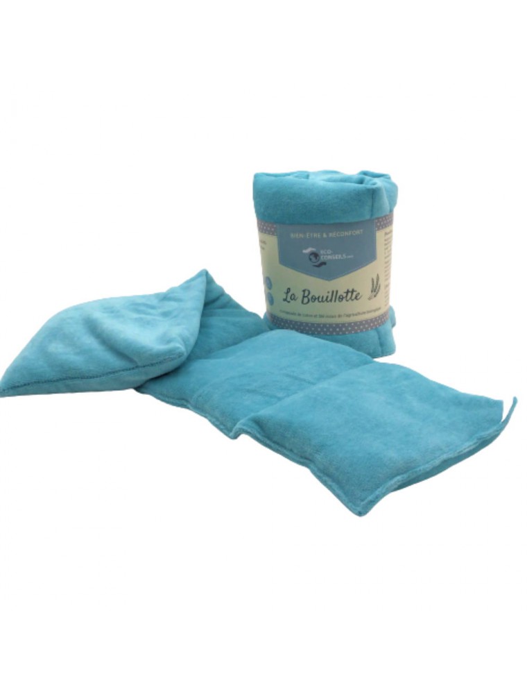 Turquoise Cotton and Wheat Organic Hot-water bottle - Comfort and Well-being - Eco-Conseils