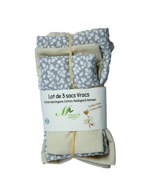 Image de Sacs Vracs Bio - Popeline et Coton Lot de 3 sacs - Mademoiselle Papillonne depuis Commandez les produits Mademoiselle Papillonne à l'herboristerie Louis