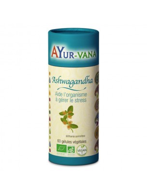 Image de Ashwagandha Bio - Stress 60 capsules - Ayur-Vana depuis Soothing and stimulating traditional alternative medicines