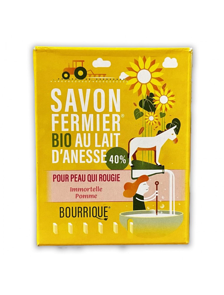 Savon Immortelle et Pépins de Pomme au lait d'ânesse Bio - Peaux Matures 100g - Paysane