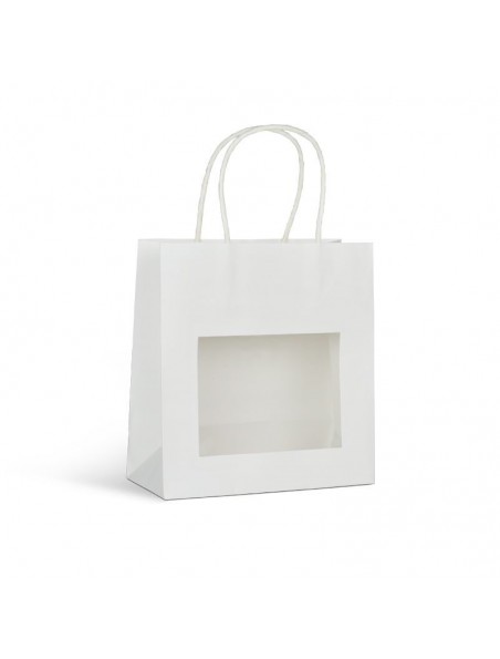 Image principale de Sac Vitrine Kraft Blanc - Moyen modèle - Emballages Cadeaux