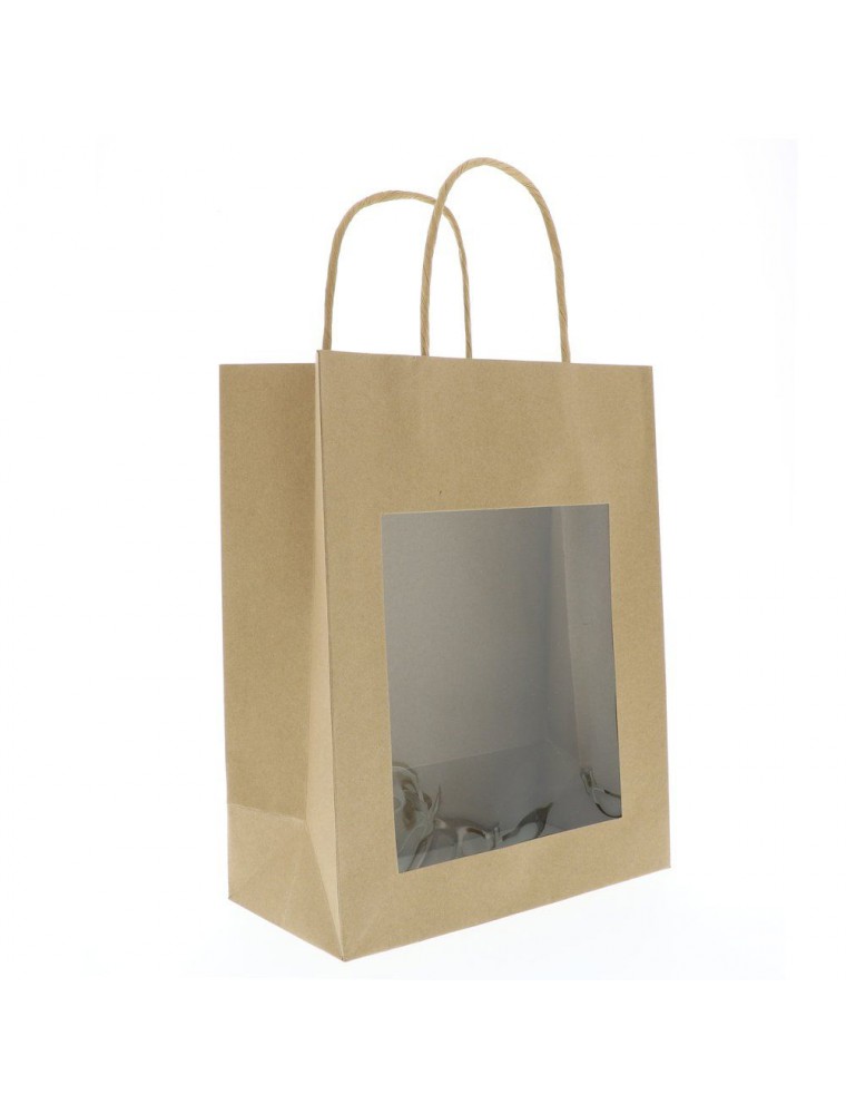Image principale de la modale pour Sac Vitrine Kraft Brun - Grand modèle - Emballages Cadeaux