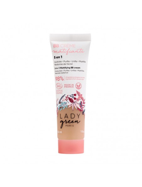 Achetez BB Crème Matifiante 5 en 1 Bio - Soin du visage Médium 30 ml - Lady Green à l'herboristerie Louis Image principale de BB Crème Matifiante 5 en 1 Bio - Soin du visage Médium 30 ml - Lady Green