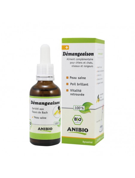 Achetez Démangeaison Bio - Peau saine Chiens, Chats, Oiseaux et Rongeurs 50 ml - AniBio à l'herboristerie Louis Image principale de Démangeaison Bio - Peau saine Chiens, Chats, Oiseaux et Rongeurs 50 ml - AniBio
