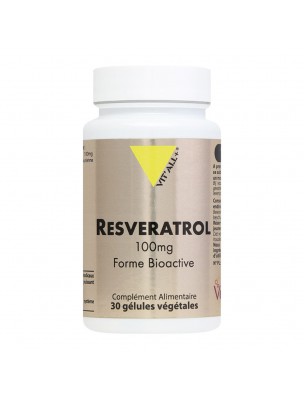 Image de Resvératrol 100mg - Antioxydant 30 gélules végétales - Vit'all+ via Acide Hyaluronique - Vit'all+ - 150 mg