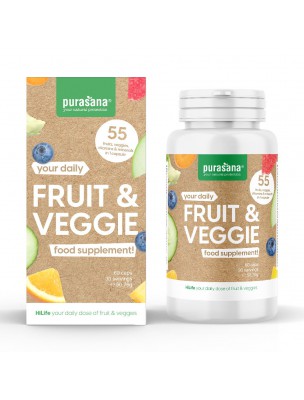 Image de Fruit and Veggie - Vitalité 60 capsules - Purasana via Vegan Protein Bio - Purasana