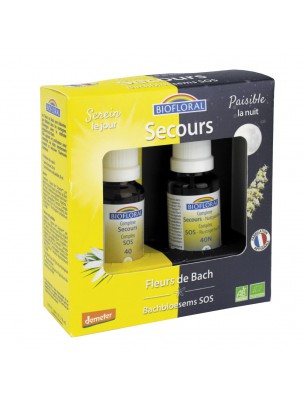 Image de Kit Secours Jour et Nuit Bio - Sprays Complexes Secours Bio aux Fleurs de Bach 20 ml - Biofloral depuis Rescue de Bach, mélange de cinq solutions en cas d'urgence (3)
