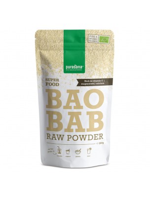 Image de Organic Baobab Powder - SuperFoods Vitamin C and Fiber 200g - Purasana via Buy Acerola Maxi - Natural Vitamin C 150 tablets - Nature and
