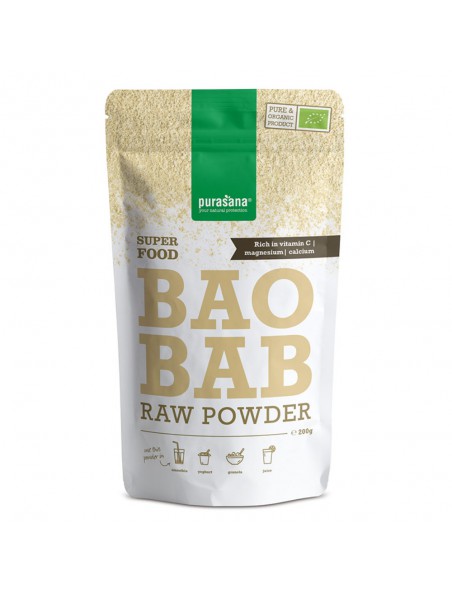 Image principale de Baobab en poudre Bio - Vitamine C et Fibres SuperFoods 200g - Purasana