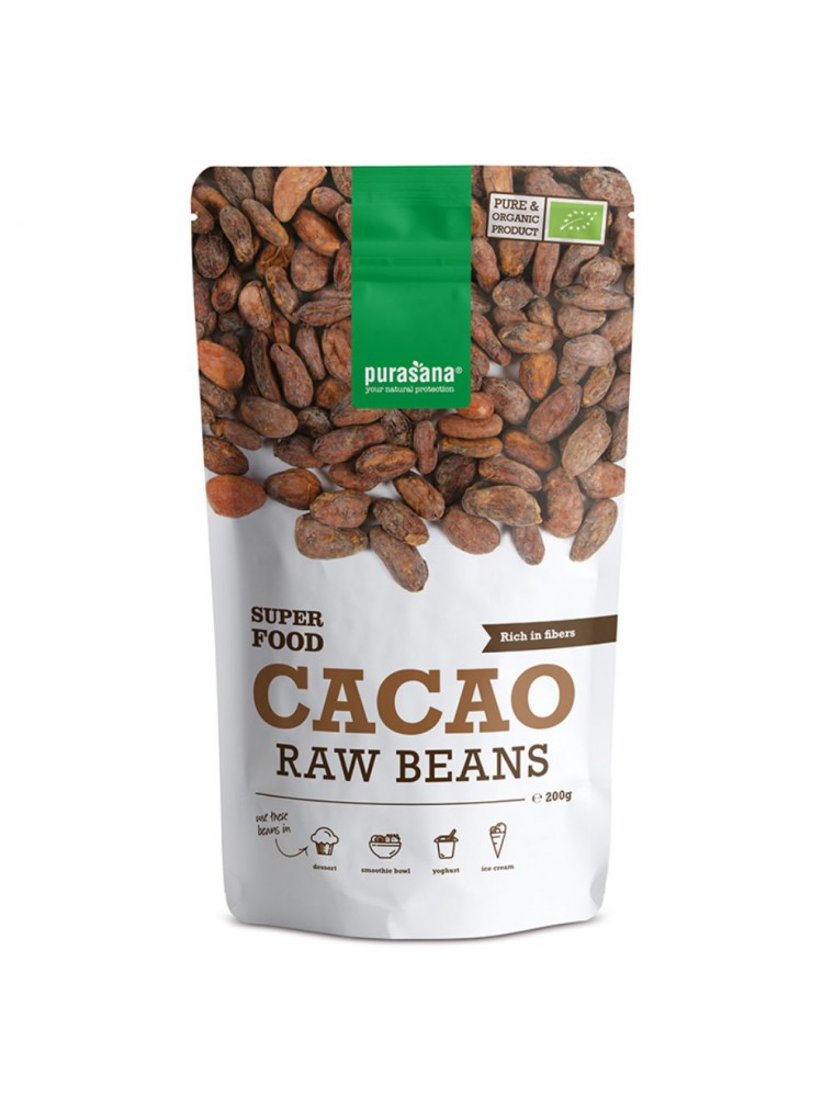 Image principale de la modale pour Fèves de cacao Bio - Magnésium et Antioxydants SuperFoods 200g - Purasana