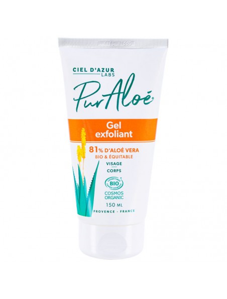Achetez Gel Exfoliant à l'Aloe vera Bio - Visage et Corps 150 ml - Puraloe à l'herboristerie Louis Image principale de Gel Exfoliant à l'Aloe vera Bio - Visage et Corps 150 ml - Puraloe
