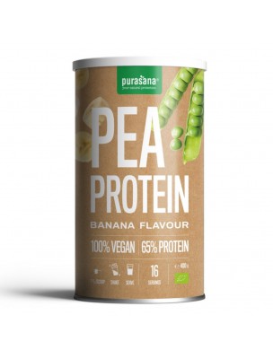 Image de Vegan Protein Bio - Protéines Végétales Pois Banane 400 g - Purasana depuis Purasana Protein Mix Cacao Bio 400g