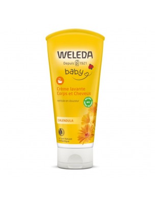 Image de Crème Lavante Corps et Cheveux - Nettoyant au Calendula 200 ml - Weleda depuis Gamme consacrée à la peau douce des bébés