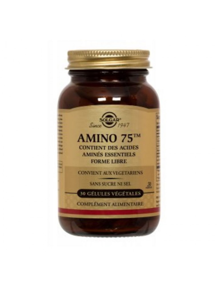 Image principale de la modale pour Amino 75 - Acides aminés 30 gélules végétales - Solgar