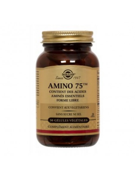 Image principale de Amino 75 - Acides aminés 30 gélules végétales - Solgar