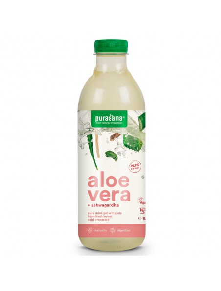 Aloe vera Ashwagandha gel à boire Bio - Digestion et Immunité 1 Litre - Purasana Aloe vera Ashwagandha gel à boire Bio - Digestion et Immunité 1 Litre - Purasana
