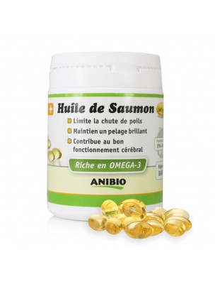 Image de Huile de Saumon - Oméga 3 180 Softgels - AniBio depuis Soins naturels pour la peau et le pelage des animaux
