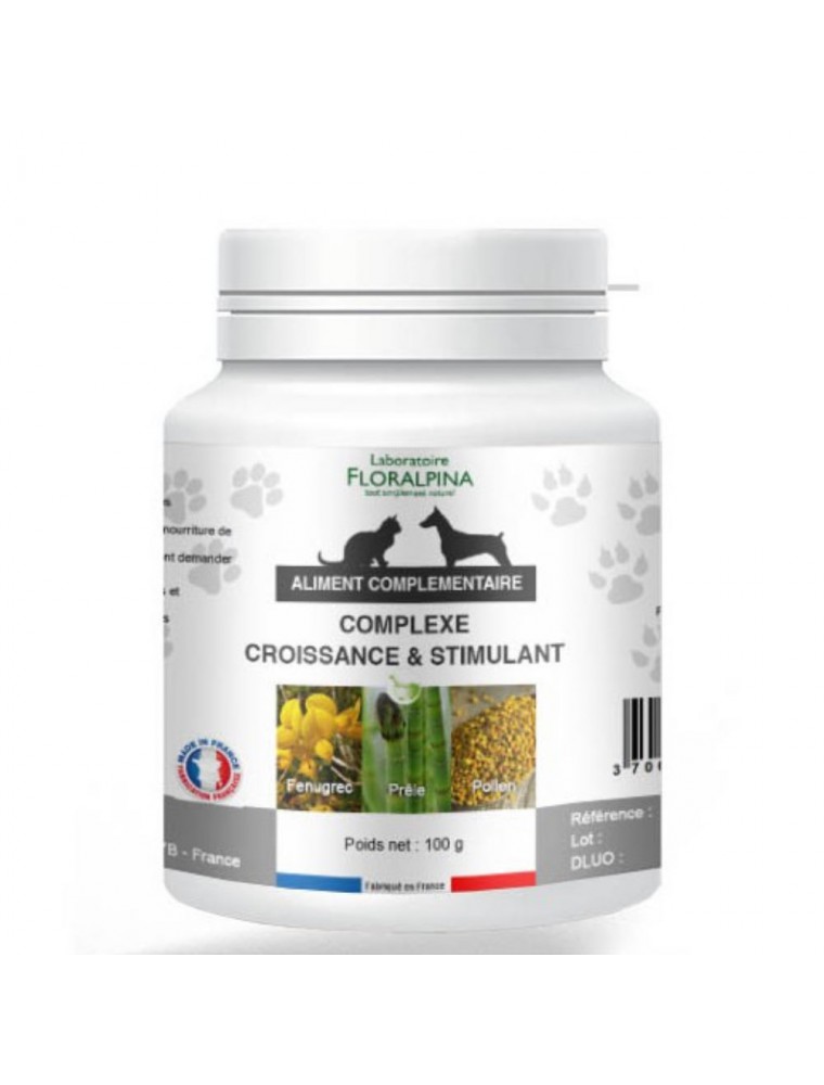 Image principale de la modale pour Complexe Croissance Stimulant - Vitalité Chiens et Chats 100g - Floralpina