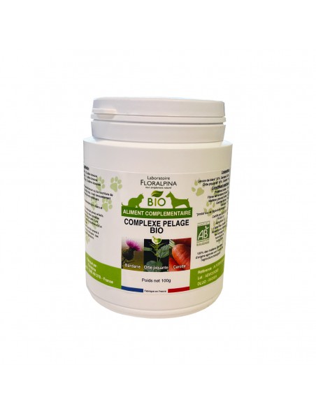 Achetez Complexe Pelage Bio - Beauté du Poil Chiens et Chats 100 g - Floralpina à l'herboristerie Louis Image principale de Complexe Pelage Bio - Beauté du Poil Chiens et Chats 100 g - Floralpina