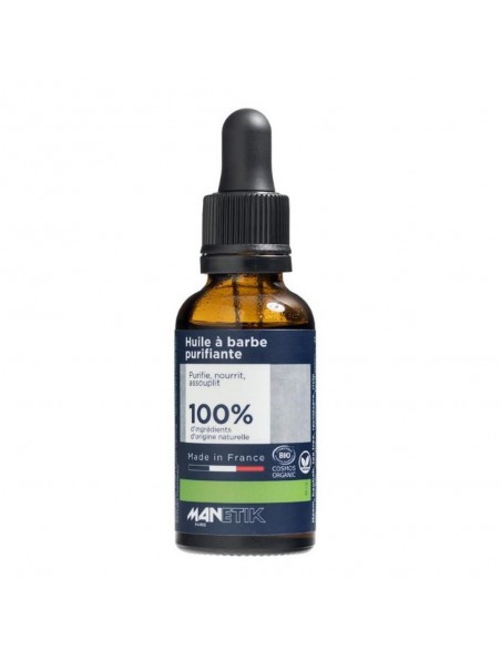 Achetez Huile à Barbe Bio - Purifie, nourrit et assouplit 30ml - Manetik à l'herboristerie Louis Image principale de Huile à Barbe Bio - Purifie, nourrit et assouplit 30ml - Manetik